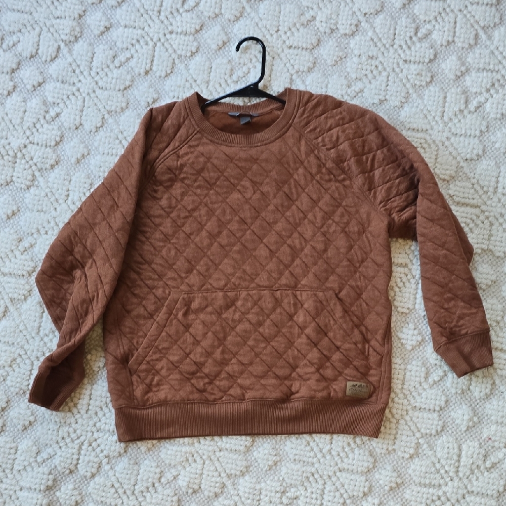 Eddie Bauer Quilted Burnt Orange Crewneck Sweater